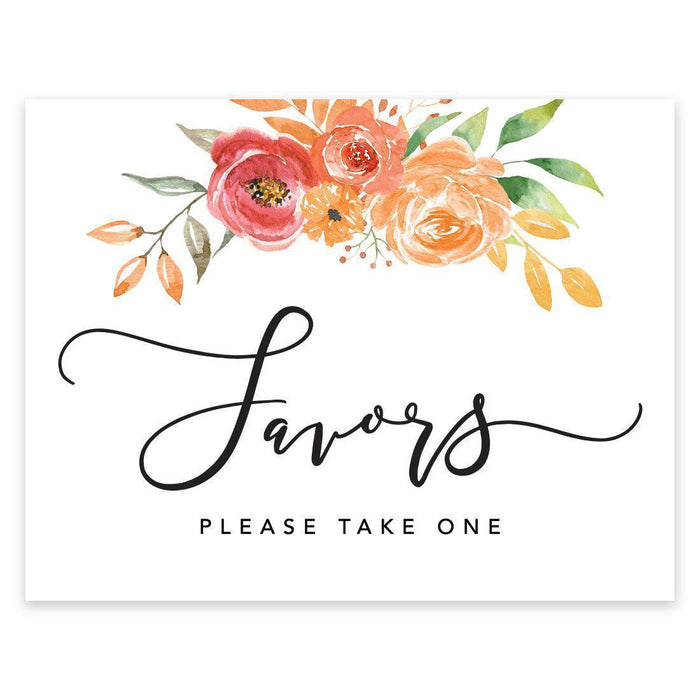 Unframed Autumn Fall Watercolor Party Sign Wedding Collection, 8.5 x 11- inch, Autumn Floral Bouquet Graphic Design-Set of 1-Andaz Press-Favors Please-