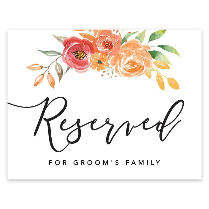 Unframed Autumn Fall Watercolor Party Sign Wedding Collection, 8.5 x 11- inch, Autumn Floral Bouquet Graphic Design-Set of 1-Andaz Press-Groom's Family-