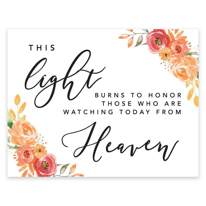 Unframed Autumn Fall Watercolor Party Sign Wedding Collection, 8.5 x 11- inch, Autumn Floral Bouquet Graphic Design-Set of 1-Andaz Press-Light Burns-