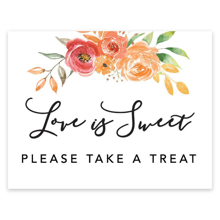 Unframed Autumn Fall Watercolor Party Sign Wedding Collection, 8.5 x 11- inch, Autumn Floral Bouquet Graphic Design-Set of 1-Andaz Press-Love Is Sweet-