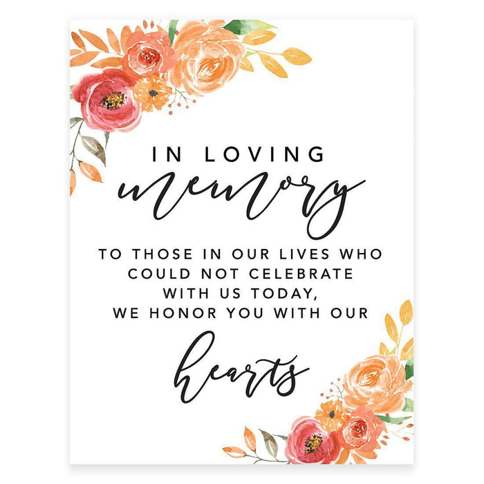 Unframed Autumn Fall Watercolor Party Sign Wedding Collection, 8.5 x 11- inch, Autumn Floral Bouquet Graphic Design-Set of 1-Andaz Press-Loving Memory-