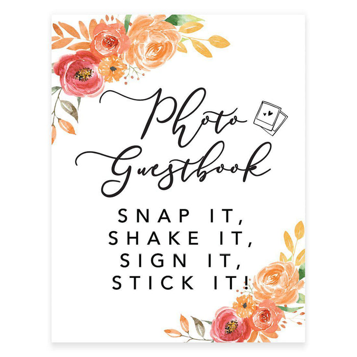 Unframed Autumn Fall Watercolor Party Sign Wedding Collection, 8.5 x 11- inch, Autumn Floral Bouquet Graphic Design-Set of 1-Andaz Press-Photo Guestbook-