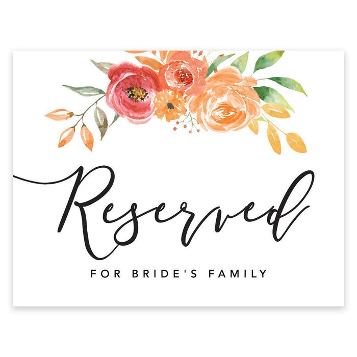 Unframed Autumn Fall Watercolor Party Sign Wedding Collection, 8.5 x 11- inch, Autumn Floral Bouquet Graphic Design-Set of 1-Andaz Press-Reserved-