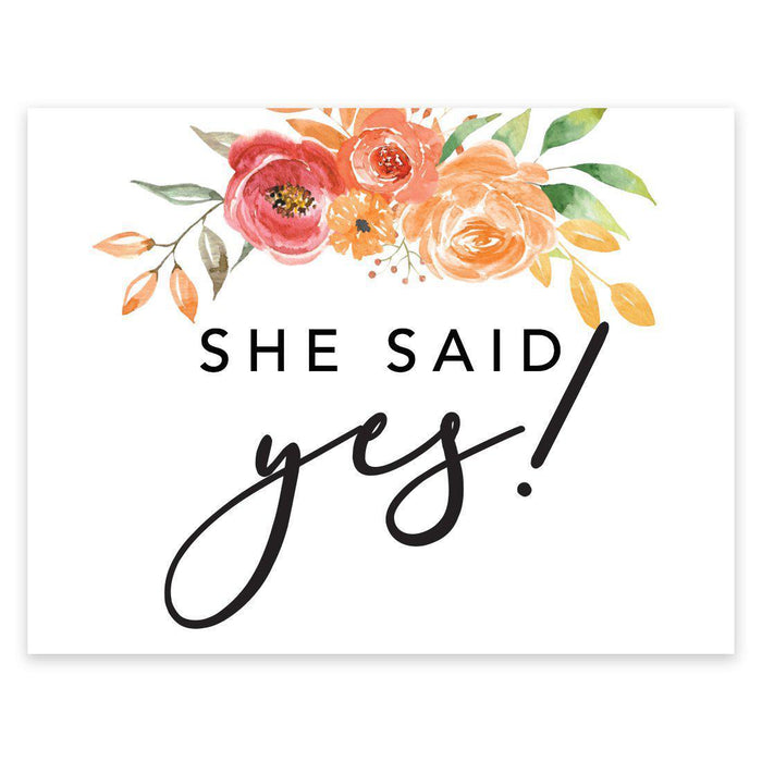 Unframed Autumn Fall Watercolor Party Sign Wedding Collection, 8.5 x 11- inch, Autumn Floral Bouquet Graphic Design-Set of 1-Andaz Press-She Said Yes-