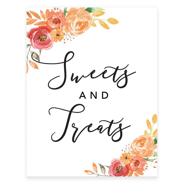 Unframed Autumn Fall Watercolor Party Sign Wedding Collection, 8.5 x 11- inch, Autumn Floral Bouquet Graphic Design-Set of 1-Andaz Press-Sweets-