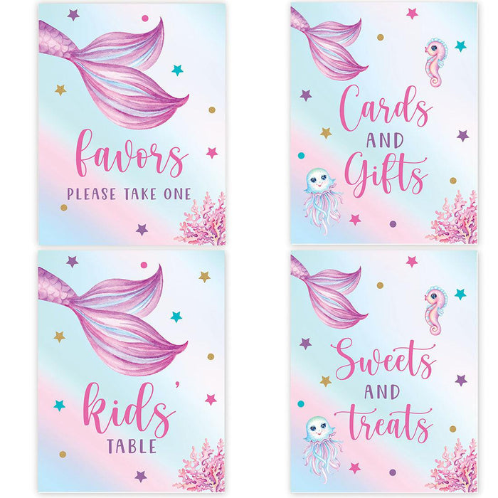 Unframed Birthday Party Sign Bundle Set, For Kids Birthday Party Décor-Set of 4-Andaz Press-Daisy-