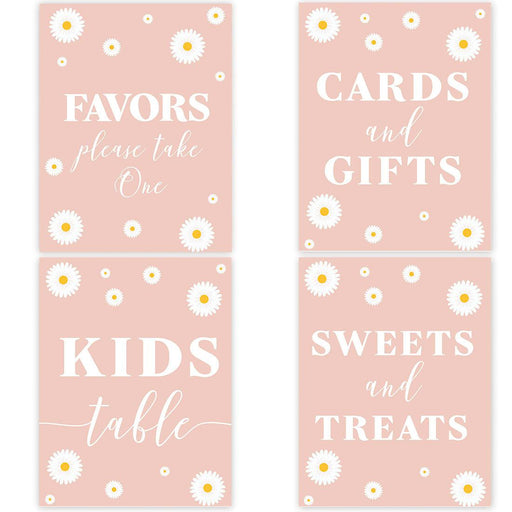 Unframed Birthday Party Sign Bundle Set, For Kids Birthday Party Décor-Set of 4-Andaz Press-Daisy-