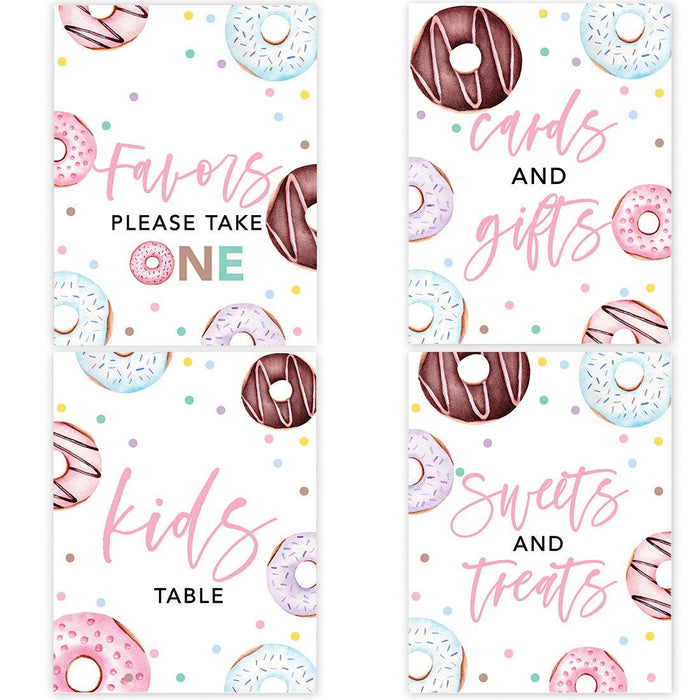Unframed Birthday Party Sign Bundle Set, For Kids Birthday Party Décor-Set of 4-Andaz Press-Donut-