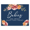 Unframed Navy Blue with Orange Pink Fall WatercolorFlowers Party Sign Baby Shower, Floral Bouquet Design-Set of 1-Andaz Press-Babies-