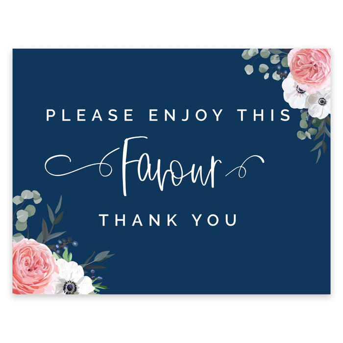 Unframed Winter Navy Blue with Eucalyptus Blossoms Party Sign Baby Shower, Floral Graphic Design-Set of 1-Andaz Press-Babies-