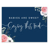 Unframed Winter Navy Blue with Eucalyptus Blossoms Party Sign Baby Shower, Floral Graphic Design-Set of 1-Andaz Press-Babies-