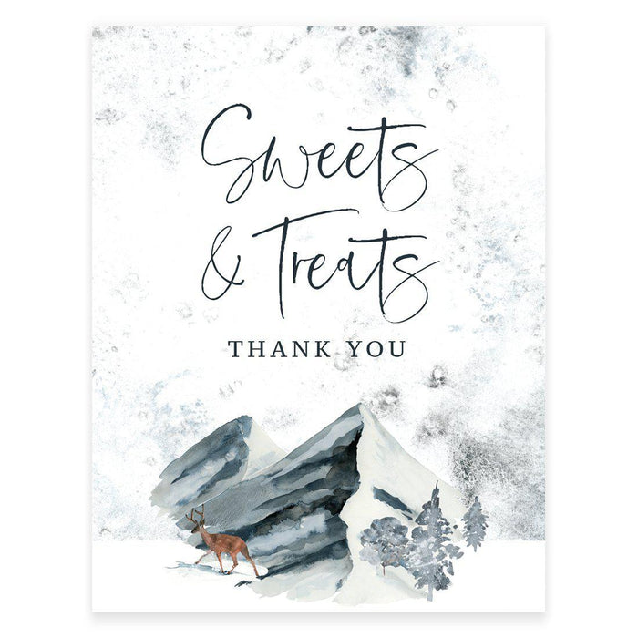 Unframed Winter Snowy Woodland Forest Watercolor Party Sign-Set of 1-Andaz Press-Welcome-