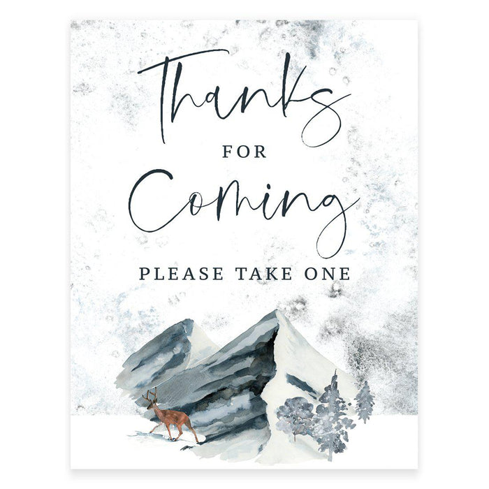 Unframed Winter Snowy Woodland Forest Watercolor Party Sign-Set of 1-Andaz Press-Welcome-