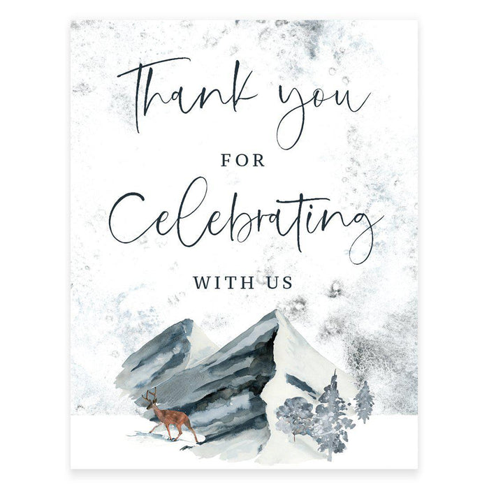 Unframed Winter Snowy Woodland Forest Watercolor Party Sign-Set of 1-Andaz Press-Welcome-