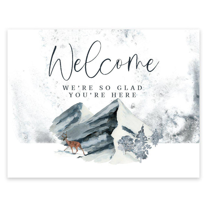 Unframed Winter Snowy Woodland Forest Watercolor Party Sign-Set of 1-Andaz Press-Welcome-