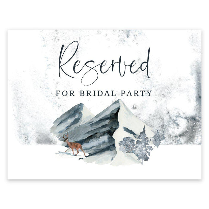 Unframed Winter Snowy Woodland Forest Watercolor Party Sign-Set of 1-Andaz Press-Bridal Party-