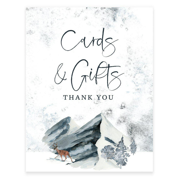 Unframed Winter Snowy Woodland Forest Watercolor Party Sign-Set of 1-Andaz Press-Cards and Gifts-