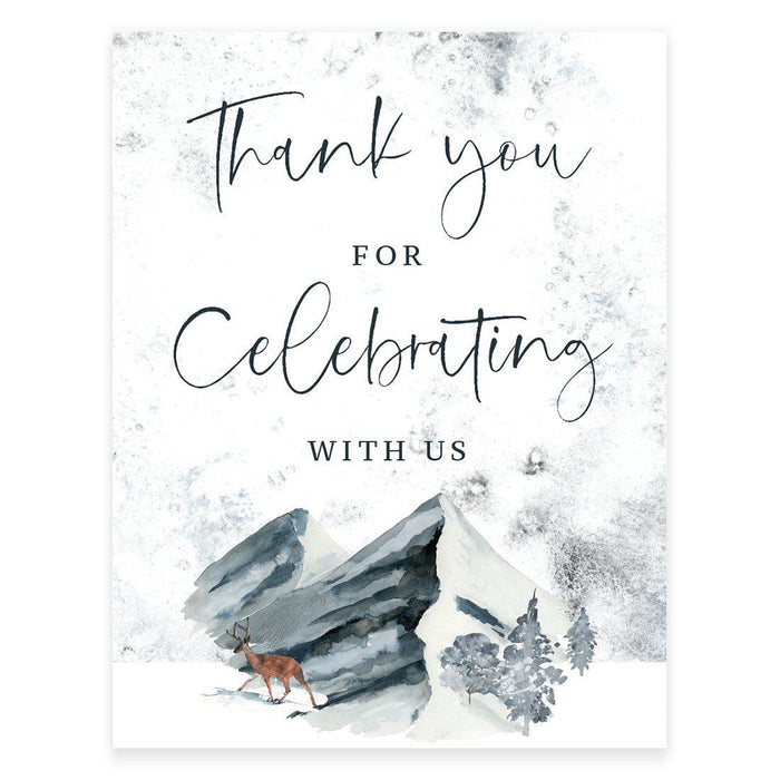 Unframed Winter Snowy Woodland Forest Watercolor Party Sign-Set of 1-Andaz Press-Celebrating-