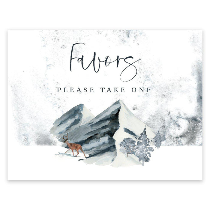 Unframed Winter Snowy Woodland Forest Watercolor Party Sign-Set of 1-Andaz Press-Favors Please-