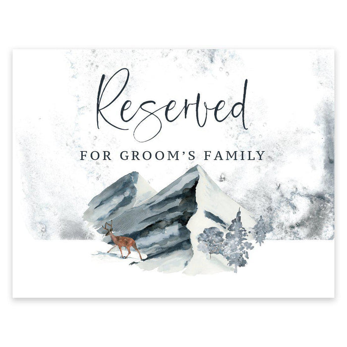Unframed Winter Snowy Woodland Forest Watercolor Party Sign-Set of 1-Andaz Press-Groom's Family-