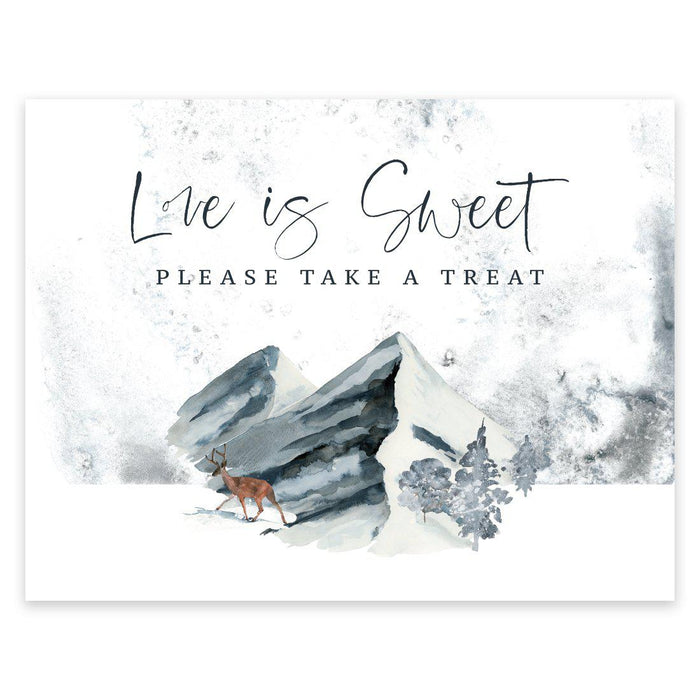 Unframed Winter Snowy Woodland Forest Watercolor Party Sign-Set of 1-Andaz Press-Love Is Sweet-