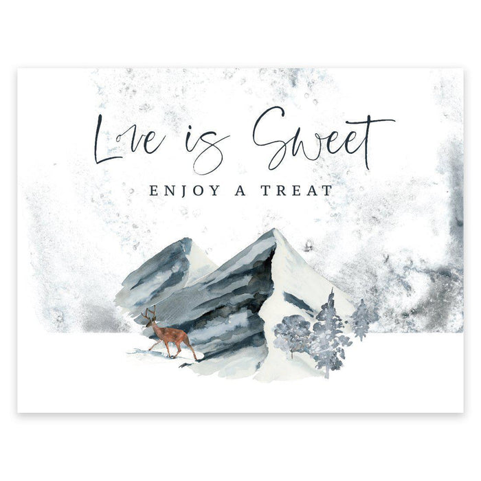 Unframed Winter Snowy Woodland Forest Watercolor Party Sign-Set of 1-Andaz Press-Love Is Sweet Enjoy-