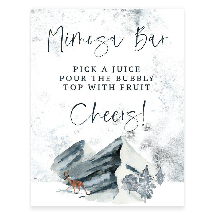 Unframed Winter Snowy Woodland Forest Watercolor Party Sign-Set of 1-Andaz Press-Mimosa Bar-