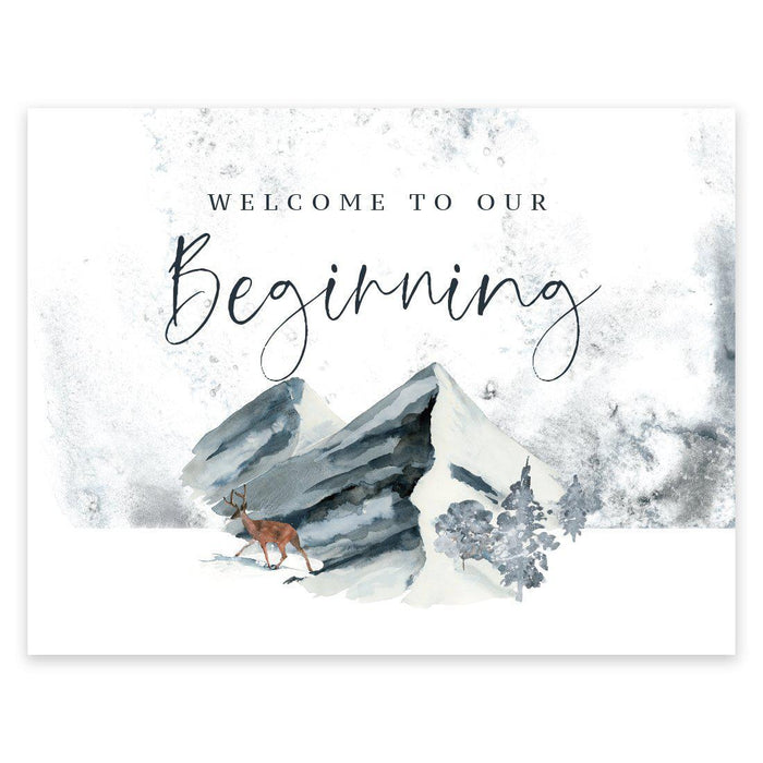 Unframed Winter Snowy Woodland Forest Watercolor Party Sign-Set of 1-Andaz Press-Our Beginning-