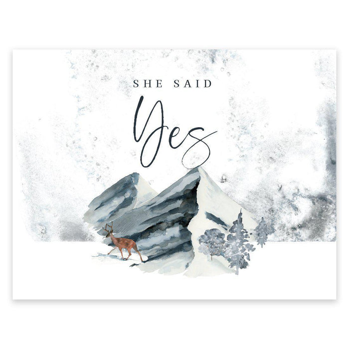Unframed Winter Snowy Woodland Forest Watercolor Party Sign-Set of 1-Andaz Press-She Said Yes-