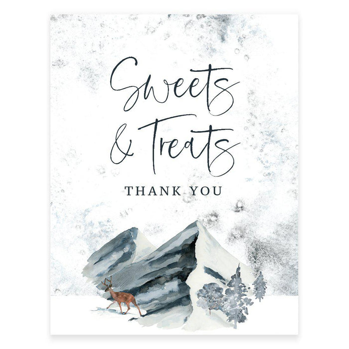Unframed Winter Snowy Woodland Forest Watercolor Party Sign-Set of 1-Andaz Press-Sweets-
