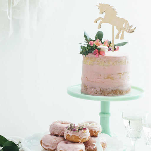 Unicorn Horse Laser Cut Wood Cake Topper-Set of 1-Andaz Press-Natural-