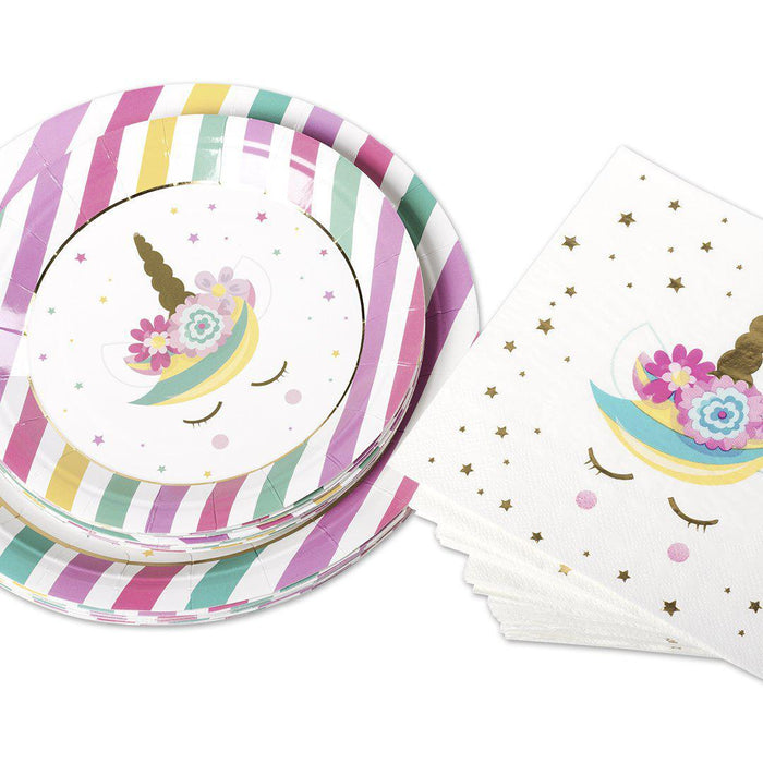 Unicorn Tableware Kit With Gold Foil-Set of 12-Koyal Wholesale-