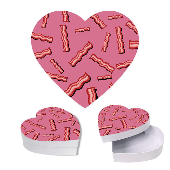 Valentine's Day Heart Shaped Box With Lid, Reusable Heart Box-Set of 1-Andaz Press-Bacon-