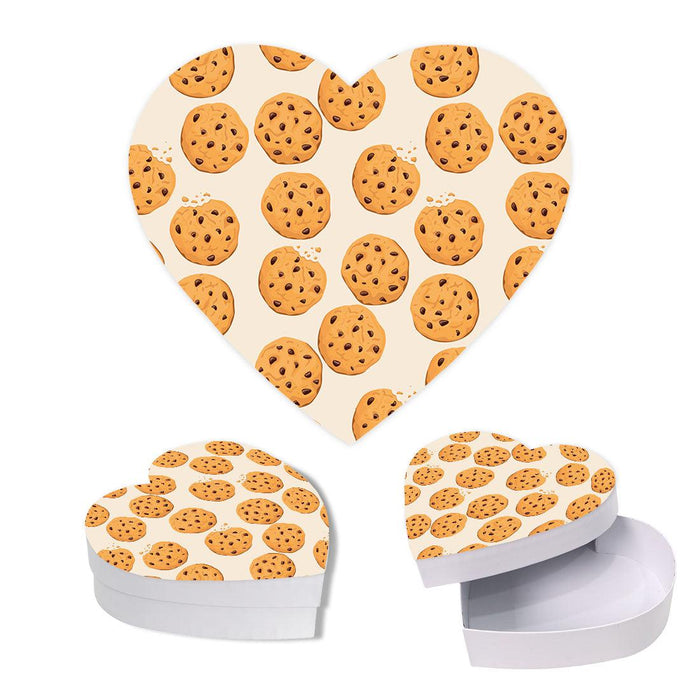 Valentine's Day Heart Shaped Box With Lid, Reusable Heart Box-Set of 1-Andaz Press-Chocolate Chip Cookies-