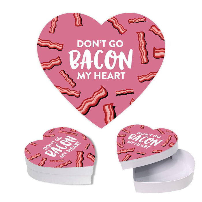 Valentine's Day Heart Shaped Box With Lid, Reusable Heart Box-Set of 1-Andaz Press-Don't Go Bacon My Heart-