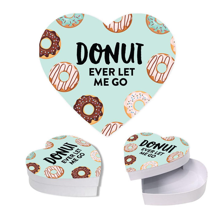 Valentine's Day Heart Shaped Box With Lid, Reusable Heart Box-Set of 1-Andaz Press-Donut Ever Let Me Go-