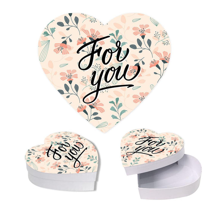 Valentine's Day Heart Shaped Box With Lid, Reusable Heart Box-Set of 1-Andaz Press-For You-