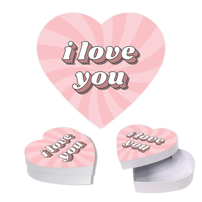 Valentine's Day Heart Shaped Box With Lid, Reusable Heart Box-Set of 1-Andaz Press-I Love You-