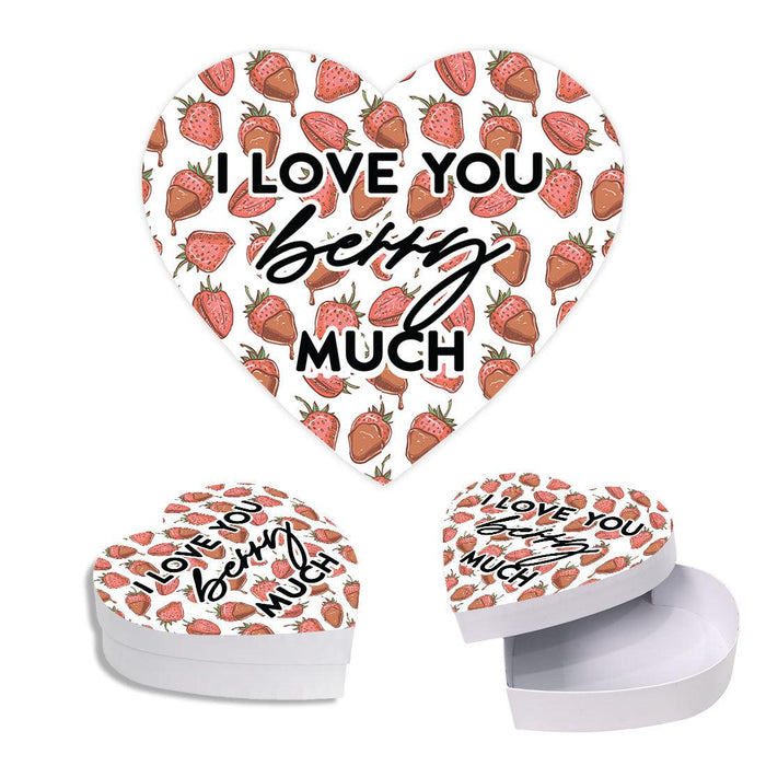 Valentine's Day Heart Shaped Box With Lid, Reusable Heart Box-Set of 1-Andaz Press-I Love You Berry Much-