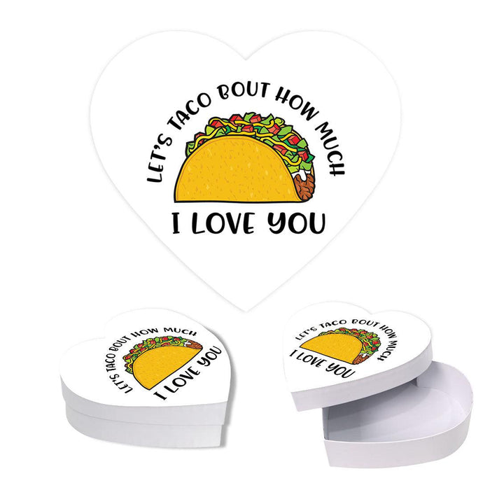 Valentine's Day Heart Shaped Box With Lid, Reusable Heart Box-Set of 1-Andaz Press-Let's Taco Bout How Much I Love You-