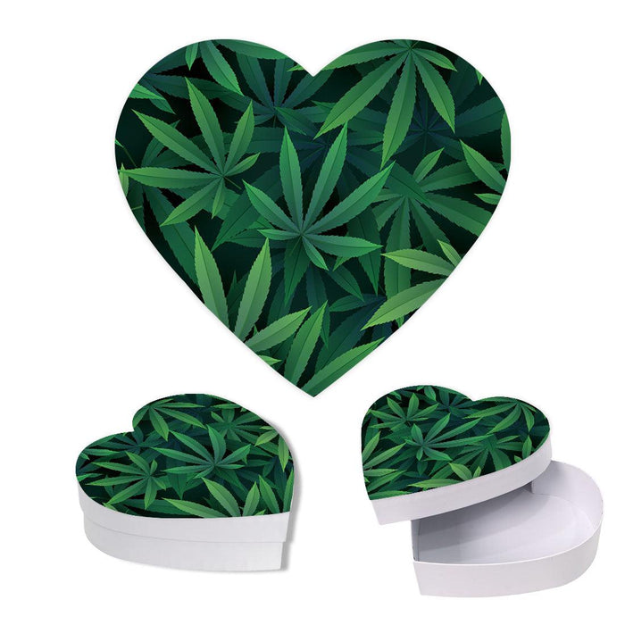 Valentine's Day Heart Shaped Box With Lid, Reusable Heart Box-Set of 1-Andaz Press-Marijuana Print-