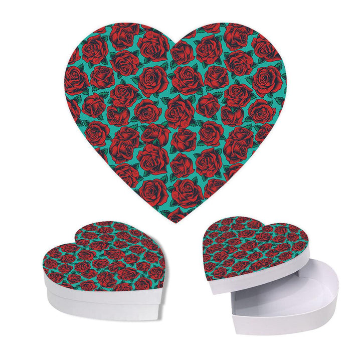 Valentine's Day Heart Shaped Box With Lid, Reusable Heart Box-Set of 1-Andaz Press-Roses-