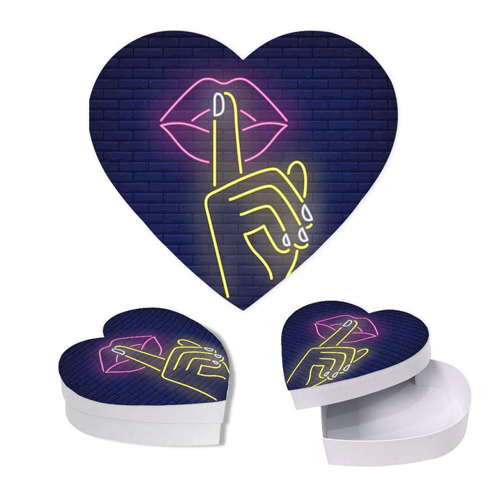 Valentine's Day Heart Shaped Box With Lid, Reusable Heart Box-Set of 1-Andaz Press-Sexy Lips-