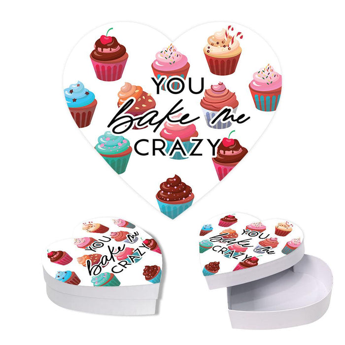 Valentine's Day Heart Shaped Box With Lid, Reusable Heart Box-Set of 1-Andaz Press-You Bake Me Crazy-
