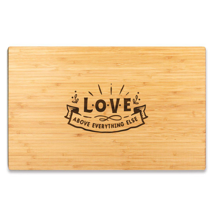 Valentine's Day Laser Engraved Large Bamboo Wood Cutting Board, Valentine's Day Ideas for Couples-Set of 1-Andaz Press-Love Above Everything Else-