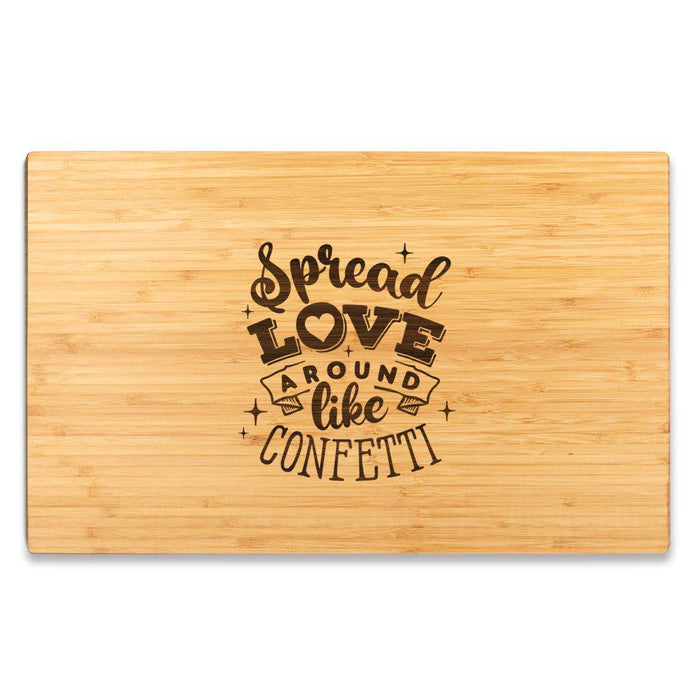 Valentine's Day Laser Engraved Large Bamboo Wood Cutting Board, Valentine's Day Ideas for Couples-Set of 1-Andaz Press-Spread Love Like Confetti-
