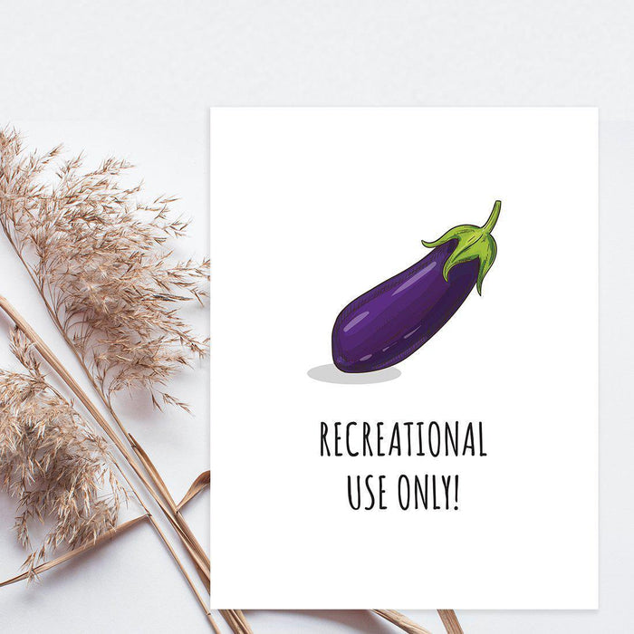 Vasectomy Jumbo Card, Recreational Use Only Eggplant Design, Funny Rude Get Well Soon Greeting Card-Set of 1-Andaz Press-Eggplant-