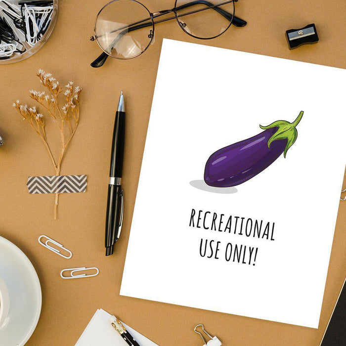 Vasectomy Jumbo Card, Recreational Use Only Eggplant Design, Funny Rude Get Well Soon Greeting Card-Set of 1-Andaz Press-Eggplant-