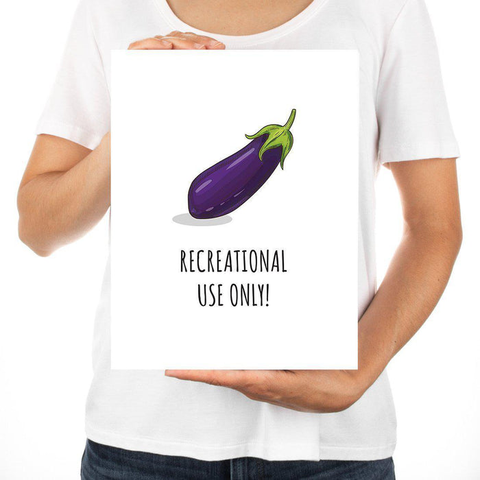 Vasectomy Jumbo Card, Recreational Use Only Eggplant Design, Funny Rude Get Well Soon Greeting Card-Set of 1-Andaz Press-Eggplant-