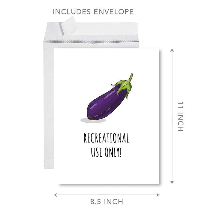 Vasectomy Jumbo Card, Recreational Use Only Eggplant Design, Funny Rude Get Well Soon Greeting Card-Set of 1-Andaz Press-Eggplant-